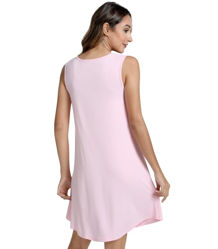 Image of NACHILA Women's Nightgowns-Viscose Made from Bamboo,Sleeveless Tank Night Gown Crew Neck Sleep Dress Cool Sleepshirts