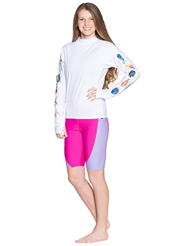 Tuga Women's Snorkel Rash Guard, Caribbean Fish ID, UPF 50+ Swim Shirt, USA Made3