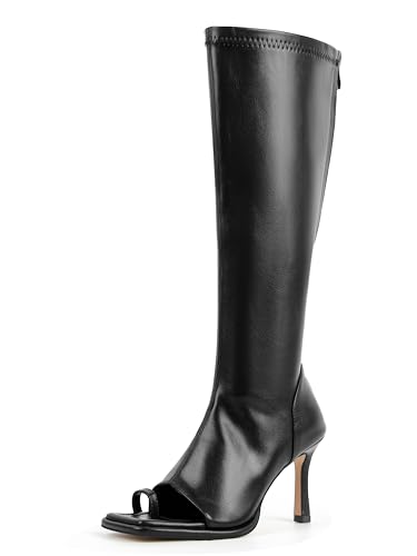 MissHeel Open Toe Knee High Boots Toe-Ring Stretch Summer Boot with Zipper4