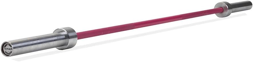 Titan Fitness TITAN Series 15KG Women's Olympic Barbell, 25mm Pink Cerakote Shaft, USA Made Multipurpose Bar for Weightlifting & Power Lifting Movements, Rated 1,500 LB