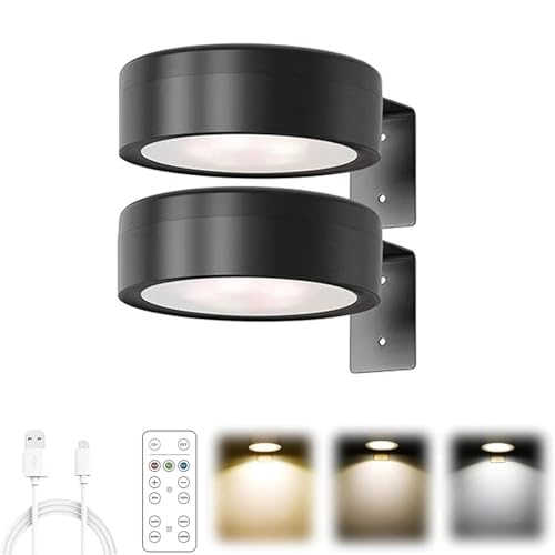 Picture Lights for Wall with 3 Color Temps,Bild Licht mit Fernbedienung,Kabellos Bilderleuchte,magnetisches LED Wiederaufladbar Malerei Licht,Bilderrahmen Licht Ohne Bohren,GemäLde Lampe ﻿ (Schwarz)