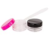 Wopanxye Zestaw 50 słoików 5 g, słoik 5 ml, 50 sztuk pojemników na próbki kosmetyczne, plastikowe, okrągłe doniczki, czerwone różowe, zakręcane pokrywki, mała butelka 5 g, do makijażu, cieni do powiek