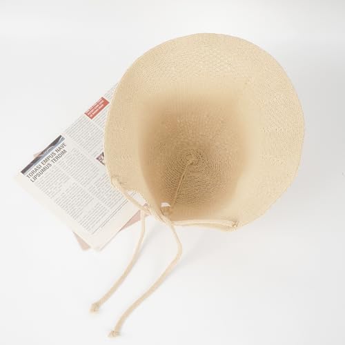 Sombrero de paja tejido con ala ancha para sol miniatura 5