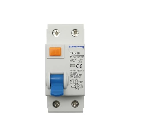 TJXADNEV Disjoncteur électromagnétique à Courant résiduel, 2P 100/300mA AC, disjoncteur différentiel, Interrupteur de sécurité(100MA_10A)
