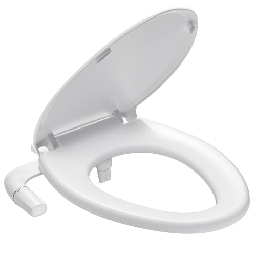 SAMODRA Elongated Bidet Toilet Seat with Soft Close Lid - Non-Electric Dual Nozzle System, Quick-Release for Easy Installation & Clean