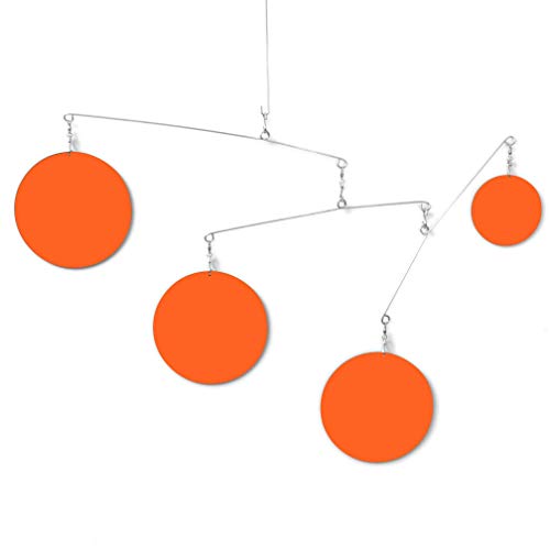 Atomic Mobiles The Fab Mod Orange Hanging Art Mobiles - Mid Century Modern Kinetic Art - Home Decor - Work from Home Decorations - 5 Sizes (12" h x 18" w)