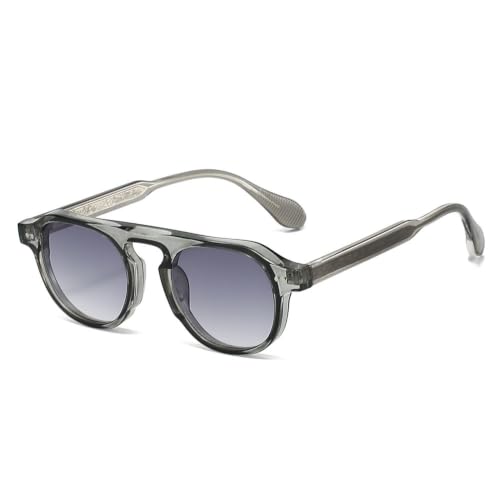 Lunettes de soleil rondes grises contre la fatigue visuelle en ville style mixte