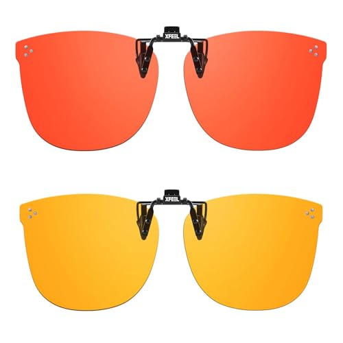 Image of DreamCalf 2 Pack Clip On Blue Light Blocking Glasses Improve Sleep Fit over Prescription Glasses for Women Men