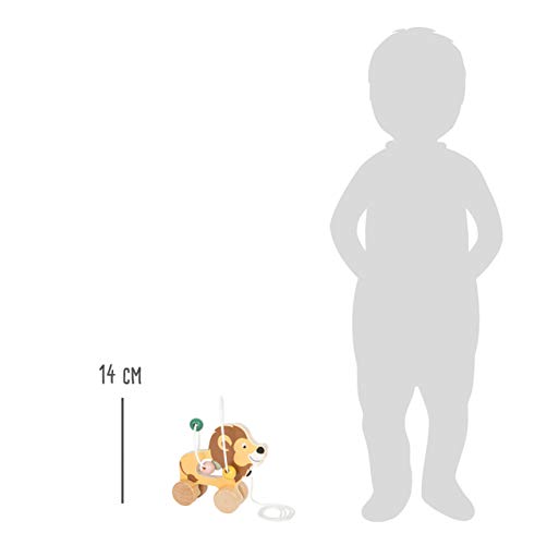 small foot Ziehtier Löwe mit Motorikschleife 'Safari', Nachzieh-und Schiebetier aus Holz, ab 12 Monaten, 11705