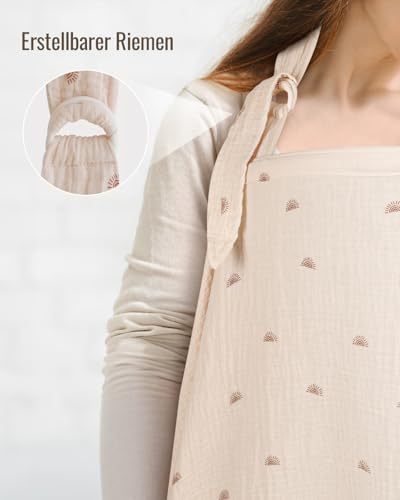 Blissful Diary Muslin Stilltuch für Stillende Frauen – Atmungsaktives Stillschal mit Bogenausschnitt, Praktisches Stilltuch für unterwegs, Regenbogen