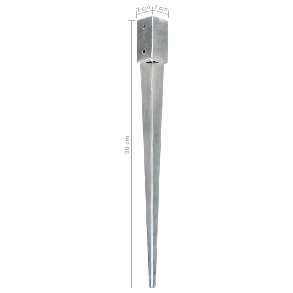 6 casquillos para suelo de impacto 7 x 7 x 90 cm, anclaje para postes de acero galvanizado para vallas, anclajes de suelo para postes de jardín, arcos de rosas y postes de madera