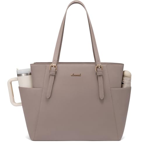 LOVEVOOK Full-Grain Leather Laptop Tote
