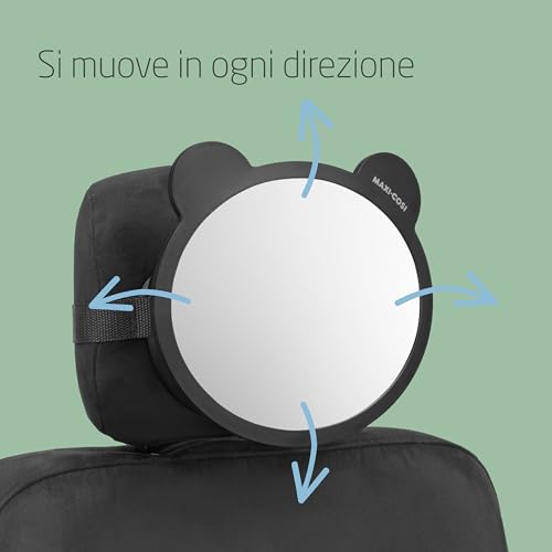 Maxi-Cosi Specchietto Retrovisore Bambini, Specchietto Auto Neonato, Specchietto Controlla Bimbo Per Sedile Posteriore, Specchio Auto 360° Regolabile, Vista Grandangolare, Facile Da Installare, Nero - 2