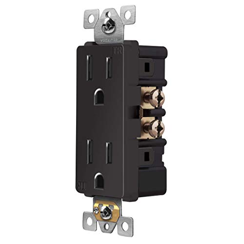 Enerlites, Dark Bronze Elite Series Decorator Receptacle Outlet Child Safe Tamper-Resistant, Self-Grounding, 2-Pole, Residential Grade, 15A 125V, Ul Listed, 61501-Tr-Db #TOP1