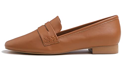 Image of FEVERSOLE Women's Fashion Dress Comfort Low Heel Office Penny Loafer Flats