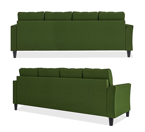Image of Adorn India Maddox Tufted L Shape 5 Seater Sofa Set RHS (Green) (3 Year Warranty)