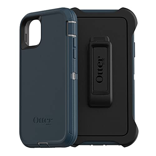 OtterBox Capa para iPhone 11 Defender Series - Gone Fishin (clima úmido/azul majólica), resistente e durável, com proteção de porta, inclui clipe de suporte para coldre