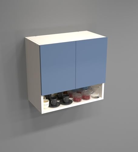 Image of SPECIALITY PANELS 2 Door Wall Cabinet with UV Profile Shutter | Wall Mounted Storage Cabinet for Kitchen Bathroom Living Room | Wooden Wall Cabinet Organizer Blueberry Finish DIY Assembly