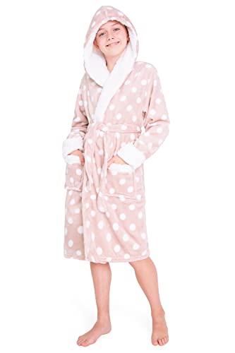 CityComfort Bata Niña - Bata de Estar por Casa de Forro Polar(Rosa, 13-14 años)