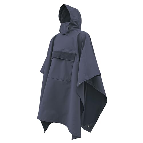 HARZARD 4 PonchoVilla MK2™ - Tactical Military Poncho - Waterproof Hooded Rain Gear for Hiking & Camping - Lightweight Packable Softshell Cape - Heavy-Duty Raincoat for Travel & Backpacking - Blue