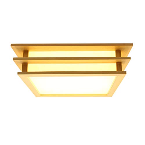 Lampe de plafond en bois massif pin 35x35cm pour salon