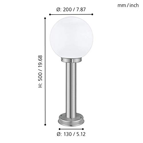 Eglo Nisia Buitenlamp, padverlichting, 1-vlammige buitenlamp, staande lamp van roestvrij staal en glas, kleur: zilver, wit, fitting: E27, IP44 - Afbeelding 5
