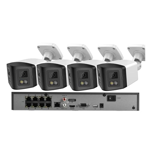 VEKELETE Kit de 4 cámaras IP panorámicas de 170°, 4 MP y 8 MP, con Audio bidireccional, DS-7608NI-Q1/8P, 8 PoE y 8 Canales NVR(2T,8MP Kits)