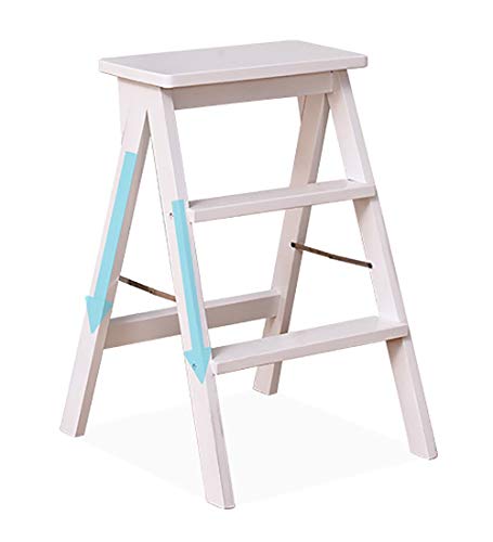 Taburete escalonado de madera maciza con diseño de espiga 64cm 4