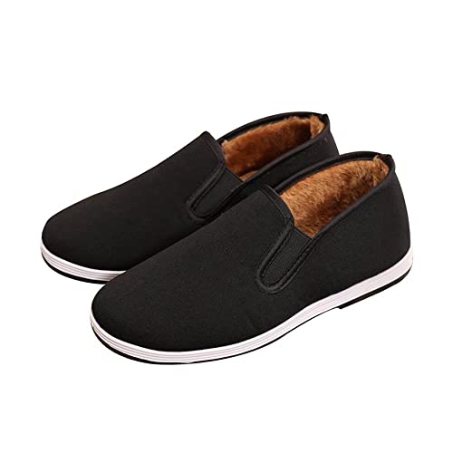 Stunner Men's Casual Cloth Shoes Winter Warm Faux Fur Lined Lightweight Canvas Slip On Loafers 43 #TOP7
