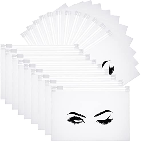 48 Pieces Eyelash Aftercare Bags Makeup Bags Empty Lash Cosmetic Pouch White Plastic Lash Travel Bag for Clients Women Girls, 6 x 4 Inch