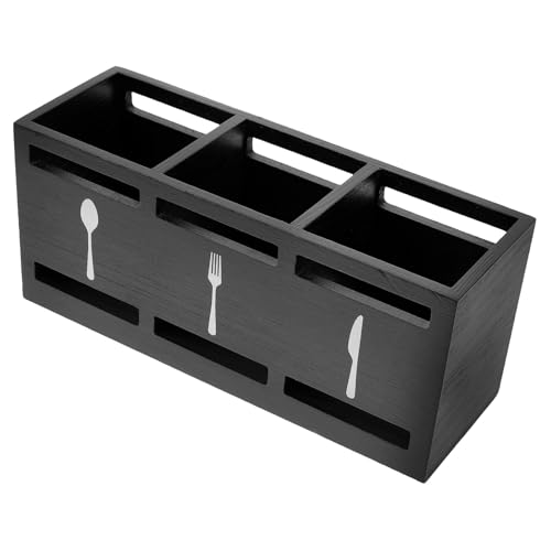 CONGARTENO Organizador de Cubiertos de Madera con Secciones Porta Utensilios y Cubertero para Encimera Caja para Almacenamiento de Cuchillos Tenedores y Palillos Diseño Elegante y Funcional