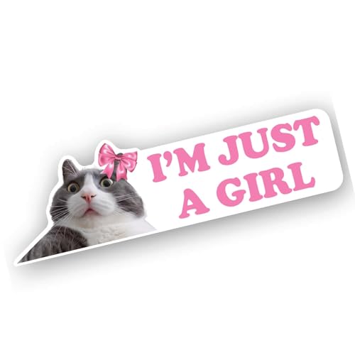 Image of Im Just A Girl Sticker - Versatile Cat Car Decal Set, Durable Automotive Exterior Accessories, Ideal for All Vehicles