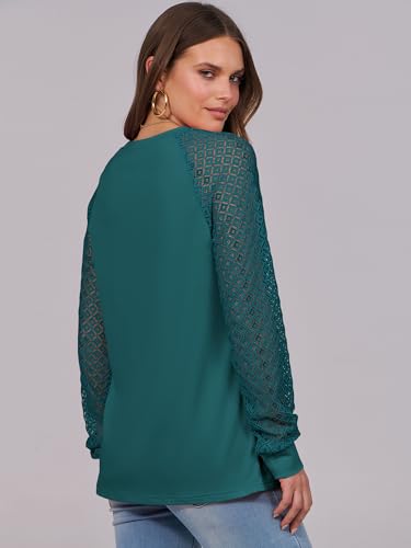 ANRABESS Womens Long Sleeve Shirts Lace Tops Business Casual Blouses 2025 Fall Fashion Outfits4