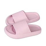 Minetom Herren Damen Badeschuhe Badeschlappen Slippers Sommer Streifen Hausschuhe Home Slippers rutschfeste Pantoletten Badelatschen Strand Sandale A Pink 40/41 EU