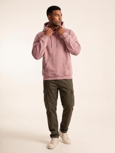 Image of JMIERR Mens Fleece Lined Oversized Hoodie Pullover Sweatshirts | Fall Winter Cozy fleece-lined pullover, adjustable drawstring hood, kangaroo pocket, regular fit, machine wash