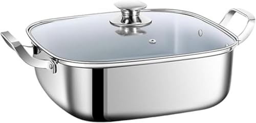 suriggo 家庭・業務用蒸し鍋 316 ステンレス角型蒸し器 各種熱源対応 ガラス蓋付 蒸しもの料理に最適 お手入れ容易 (1段)
