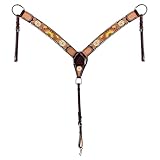 American Darling ADPAF122-BC Western Horse Floral Breast Collor Genuine Leather Tan