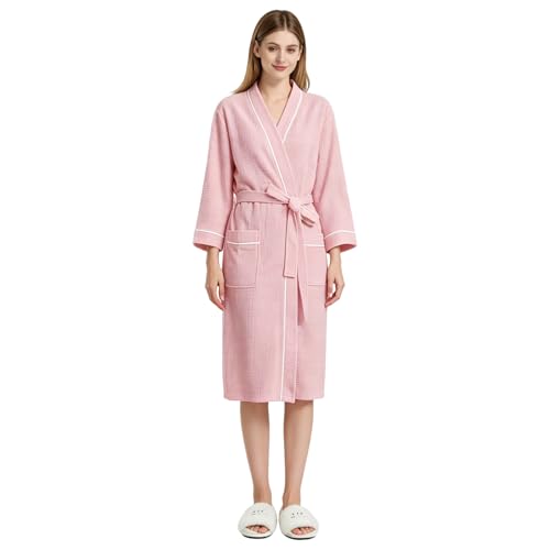 Peignoir de bain coton léger robe de chambre longue unisexe style spa