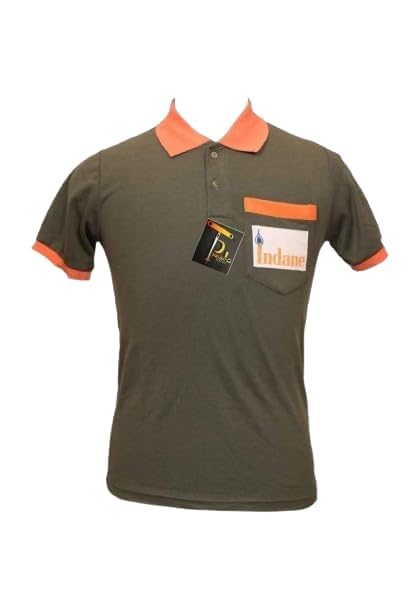 Pragati Textile Indane Corporate Polo T-Shirt, Olive Green with Orange Trim, Short Sleeve (in, Alpha, XL, Regular, Green)-picture-18