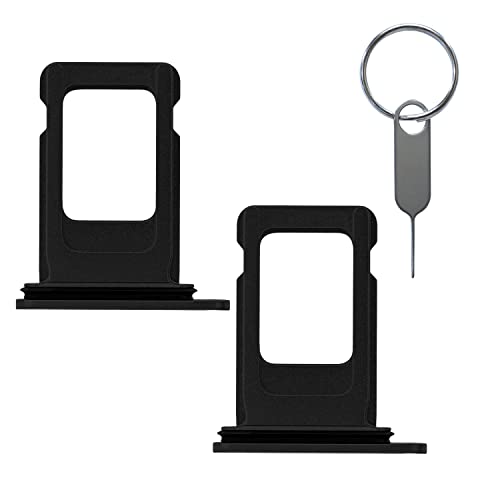 Lozop 2 Pieces Sim Card Tray Holder Replacement With Waterproof Rubber & Eject Pin For Iphone Xr 6.1 Inch (Black) #TOP2