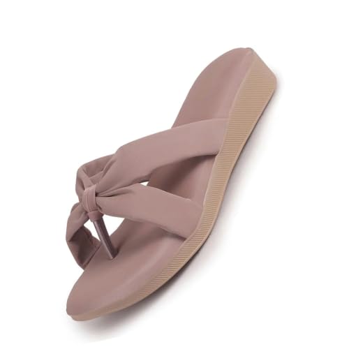 Image of FAUSTO Women Bow Design Dual Strap Office Party Ortho Slip On Sandals | T-Strap Thong Slippers | Light Traditional Outfits, Festive Kurtis, Salwar Suit Set
