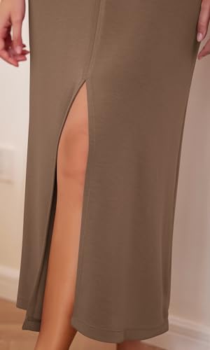 Image of ODODOS Modal Soft Front Split Midi Dress for Women, V Neck Sleeveless Casual Summer Tank Dress