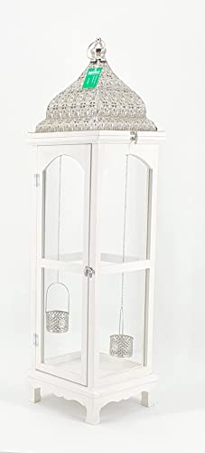 Große orientalische Laterne Holz Windlicht Deko Vintage Exklusive Optik Gartenlaterne Kerzenhalter 10185-2 Cover