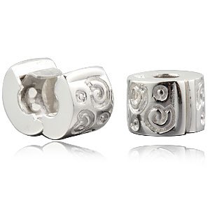 Soukiss Soulbeads Authentic Sterling Silver Charm Clip Lock Stopper Bead Fit Bracelets,Valentines Day Gifts (Shiny Waves) #TOP2