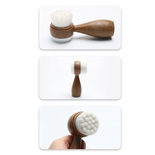 Cepillo facial - Cepillo facial | Herramienta de limpieza facial | Cepillo manual de lavado facial | Soporte de cepillo de cerdas ultra suaves para eliminar poros faciales y puntos negros de