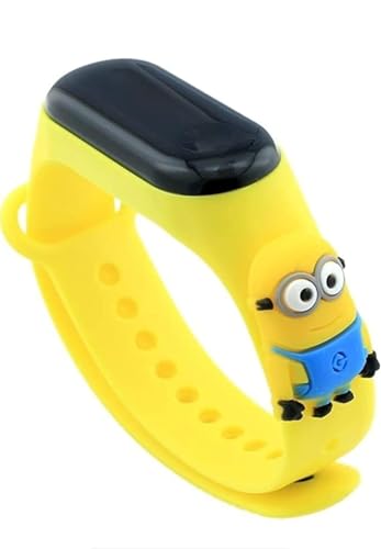Jabede Montre numérique avec bracelet en silicone compatible Mi Band pour enfant Motif 3D dessin animé, Minions