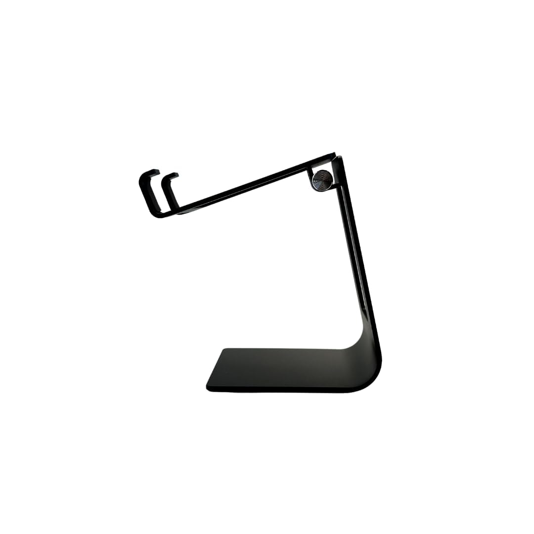Soporte de teléfono negro para escritorio de oficina, ángulo ajustable, de metal, compatible con Loopycases, Popsockets, todos los soportes, Kindle, tabletas pequeñas, iPhone, Samsung, LG
