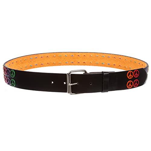 Snap On Peace Sign Concho Leather Belt - Rainbow or Silver options2