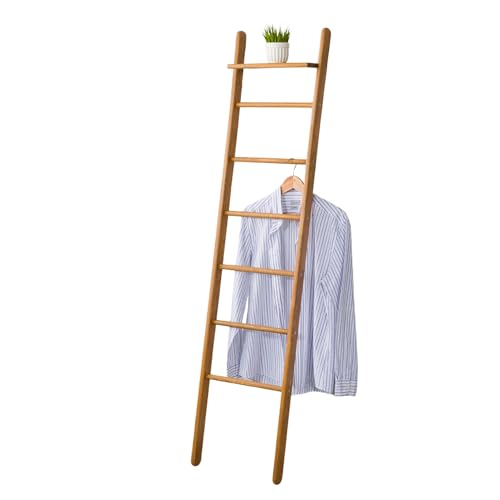FURNIREM Solid Pine Wood Blanket Ladder for Living Room Bathroom