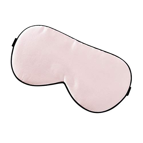 Vtrem Masque De Sommeil Masque De Nuit Soie 100% Naturelle Cache Yeux Pour Dormir Ultra-Douce Bandeau Yeux Nuit Pour Dormir Sommeil Voyage Pour Homme Femme【Rose】 Cover